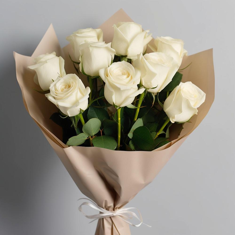 Букет 9 Белых роз Эдлесс Лав в Весьегонске