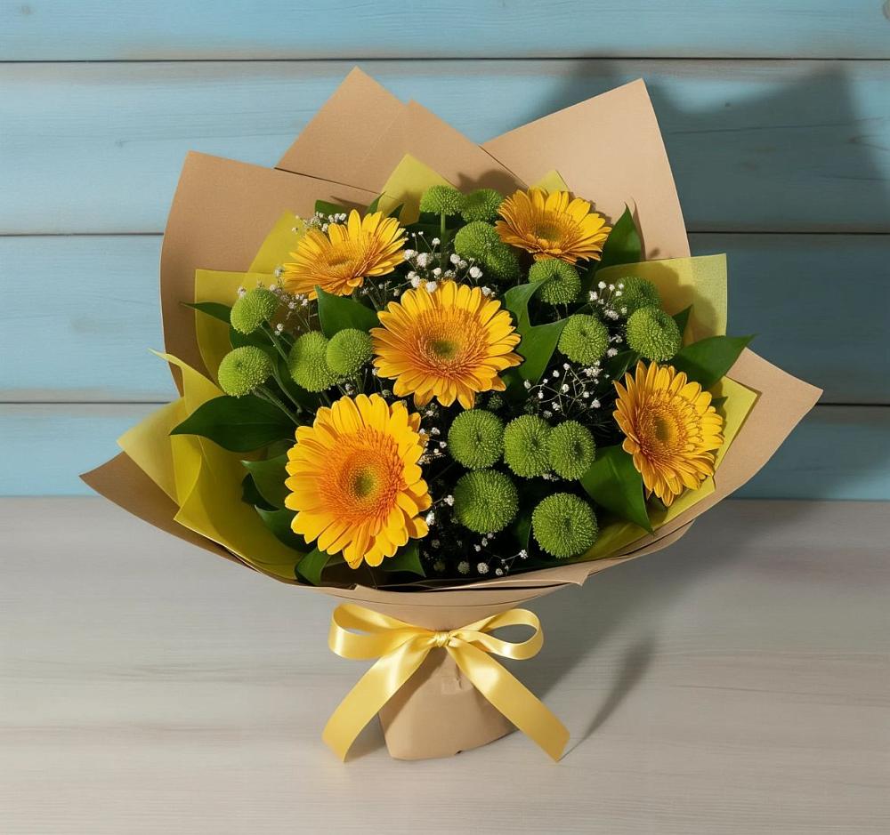 Букет цветов из: Герберы и Хризантемы в Весьегонске